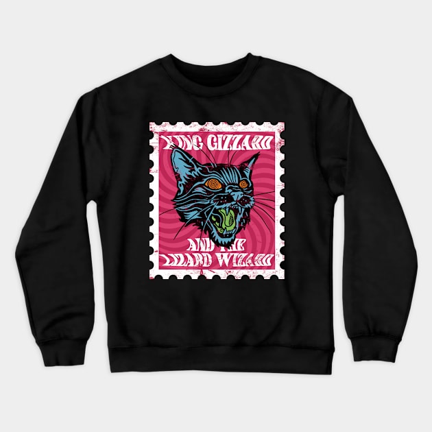 King Gizzard Lizard Wizard Psychedelic Cat Crewneck Sweatshirt by Moderate Rock